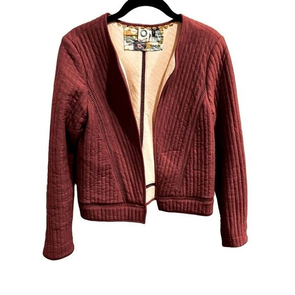 Anthropologie Akemi + Kin Pink Rusty Salmon Rose Quilted Jacket Size XS - Picture 4 of 9